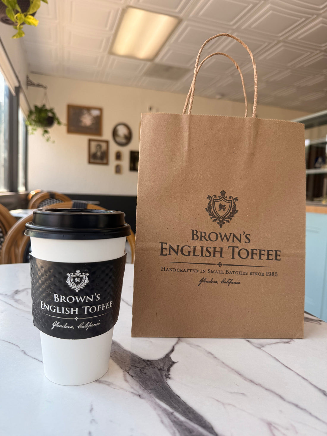 Fresh-baked scones, coffee, and English toffee available for pickup