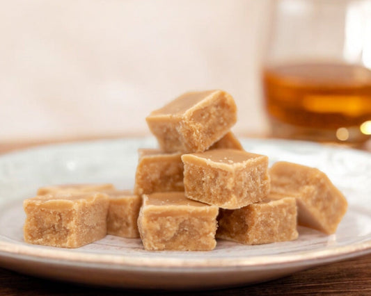 Single Malt Scottish Tablet squares with a rich buttery texture, small batch British sweet
