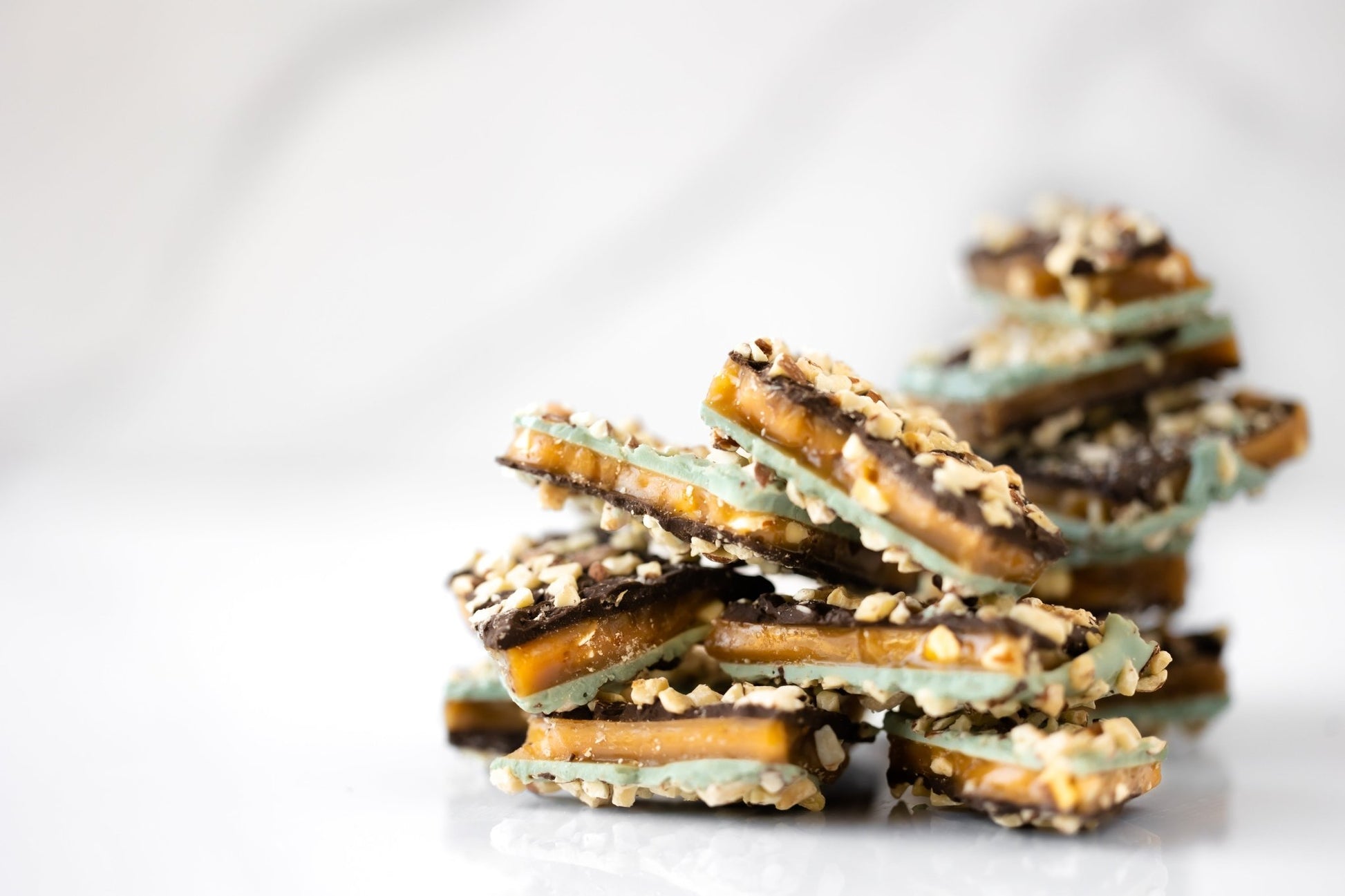 Crisp almond toffee broken into handmade pieces