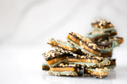 Crisp almond toffee broken into handmade pieces
